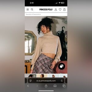 Princess Polly Cropped Beige Sweater (Size 4 or Small)